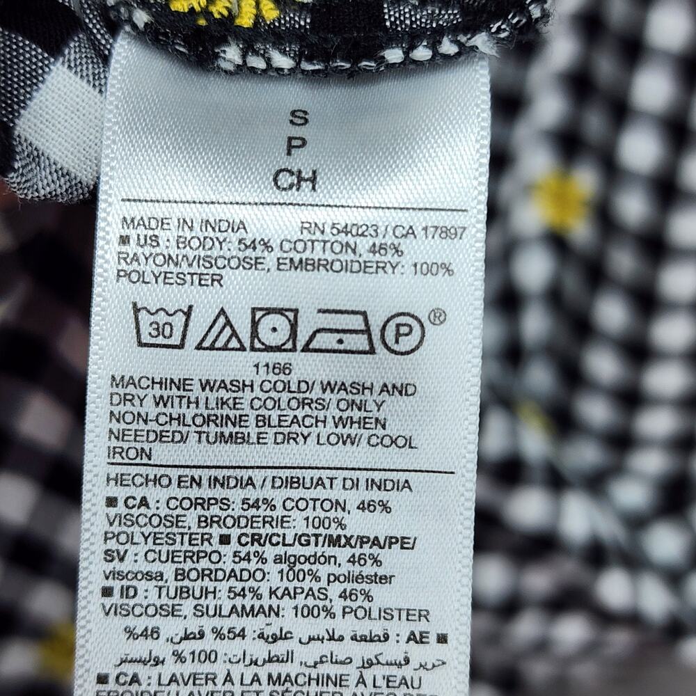 Old Navy Gingham Midi Dress Women’s Small Black White Daisy Cottagecore Country - Picture 13 of 16